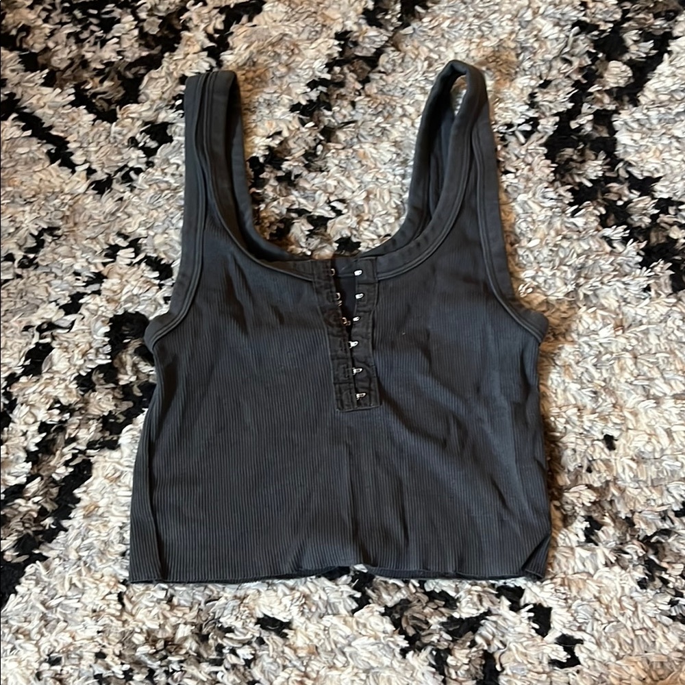 Aerie Dark Gray Ribbed Tank Top